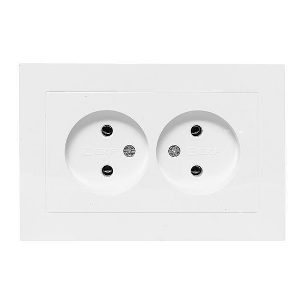 Розетка 2-м СП Эпика 16А без заземл. без защ. шторок с рамкой механизм бел. EKF UP1-SOW-200 ТехноИмпульс