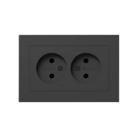 Розетка 2-м СП Эпика 16А без заземл. без защ. шторок с рамкой механизм черн. EKF UP1-SOB-200 ТехноИмпульс