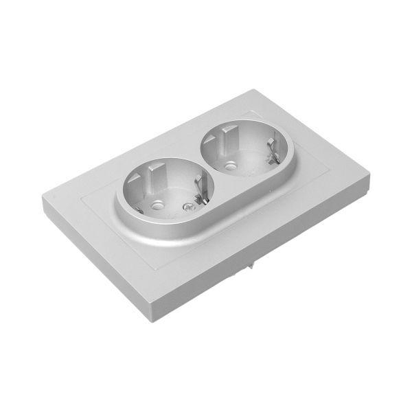 Розетка 2-м СП Эпика 16А с заземл. без защ. шторок с рамкой механизм алюм. EKF UP1-SOA-210 ТехноИмпульс