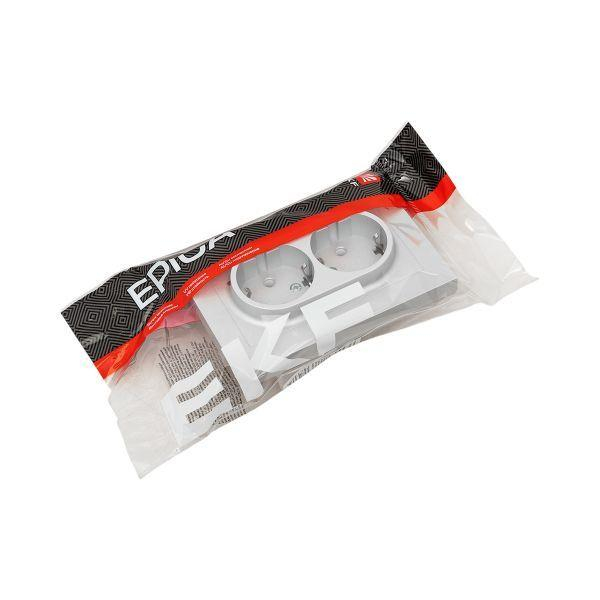 Розетка 2-м СП Эпика 16А с заземл. без защ. шторок с рамкой механизм алюм. EKF UP1-SOA-210 ТехноИмпульс