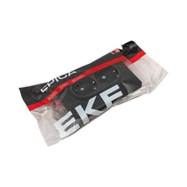 Розетка 2-м СП Эпика 16А с заземл. без защ. шторок с рамкой механизм черн. EKF UP1-SOB-210 ТехноИмпульс