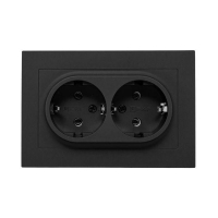Розетка 2-м СП Эпика 16А с заземл. без защ. шторок с рамкой механизм черн. EKF UP1-SOB-210 ТехноИмпульс