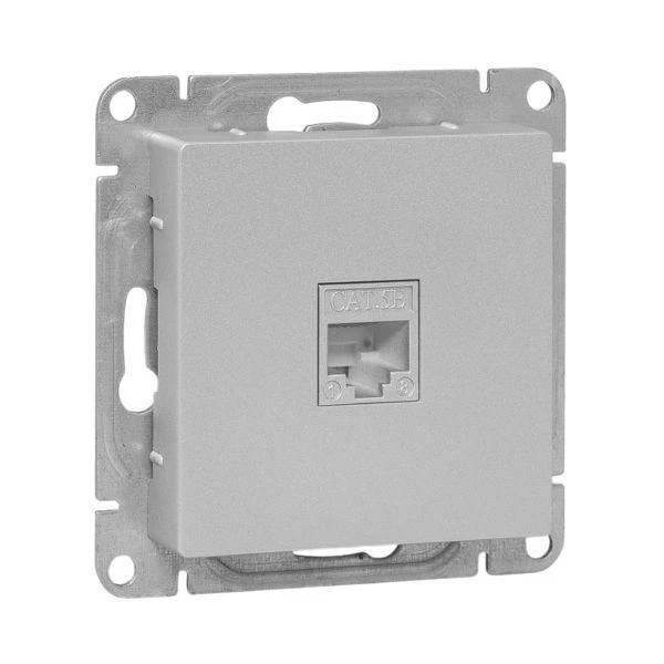 Розетка компьютерная 1-м СП Эпика RJ45 кат.5 механизм алюм. EKF UP1-SOA-RJ45-5 ТехноИмпульс