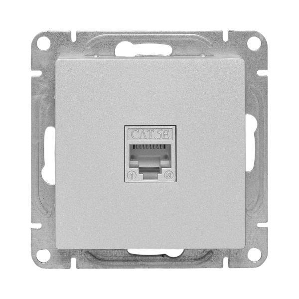 Розетка компьютерная 1-м СП Эпика RJ45 кат.5 механизм алюм. EKF UP1-SOA-RJ45-5 ТехноИмпульс