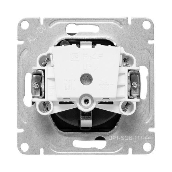 Розетка СП Эпика 16А IP44 с заземл. защ. шторки с крышкой механизм черн. EKF UP1-SOB-111-44 ТехноИмпульс