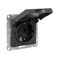 Розетка СП Эпика 16А IP44 с заземл. защ. шторки с крышкой механизм черн. EKF UP1-SOB-111-44 ТехноИмпульс