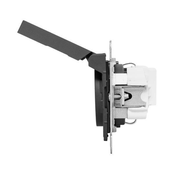 Розетка СП Эпика 16А IP44 с заземл. защ. шторки с крышкой механизм черн. EKF UP1-SOB-111-44 ТехноИмпульс