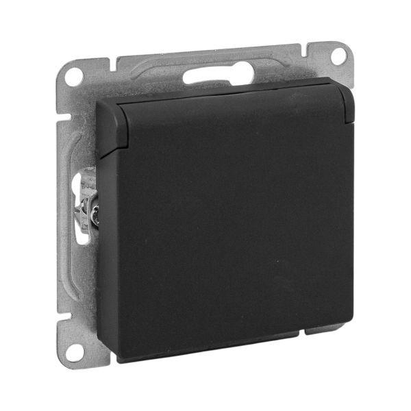 Розетка СП Эпика 16А IP44 с заземл. защ. шторки с крышкой механизм черн. EKF UP1-SOB-111-44 ТехноИмпульс