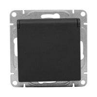 Розетка СП Эпика 16А IP44 с заземл. защ. шторки с крышкой механизм черн. EKF UP1-SOB-111-44 ТехноИмпульс