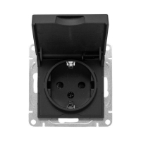 Розетка СП Эпика 16А IP44 с заземл. защ. шторки с крышкой механизм черн. EKF UP1-SOB-111-44 ТехноИмпульс