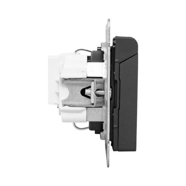 Розетка СП Эпика 16А IP44 с заземл. защ. шторки с крышкой механизм черн. EKF UP1-SOB-111-44 ТехноИмпульс