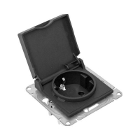 Розетка СП Эпика 16А IP44 с заземл. защ. шторки с крышкой механизм черн. EKF UP1-SOB-111-44 ТехноИмпульс