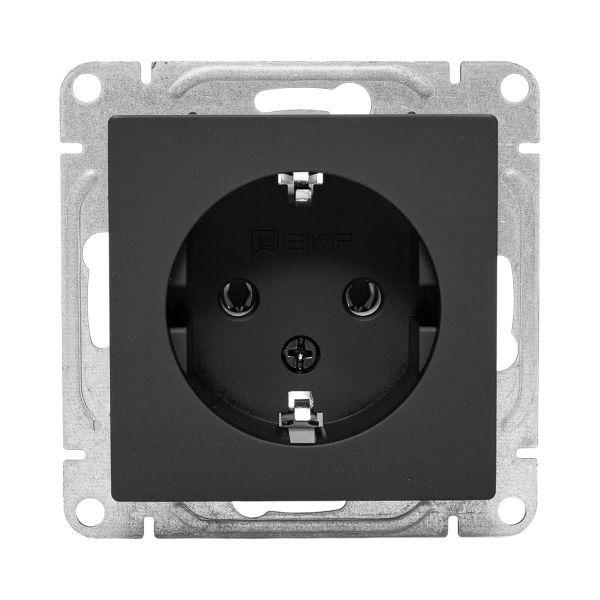 Розетка СП Эпика 16А с заземл. без защ. шторок механизм черн. EKF UP1-SOB-110 ТехноИмпульс