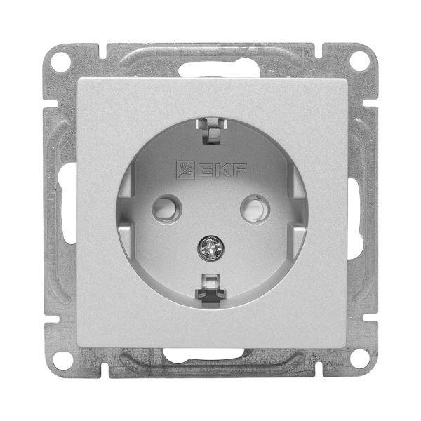 Розетка СП Эпика 16А с заземл. защ. шторки механизм алюм. EKF UP1-SOA-111 ТехноИмпульс