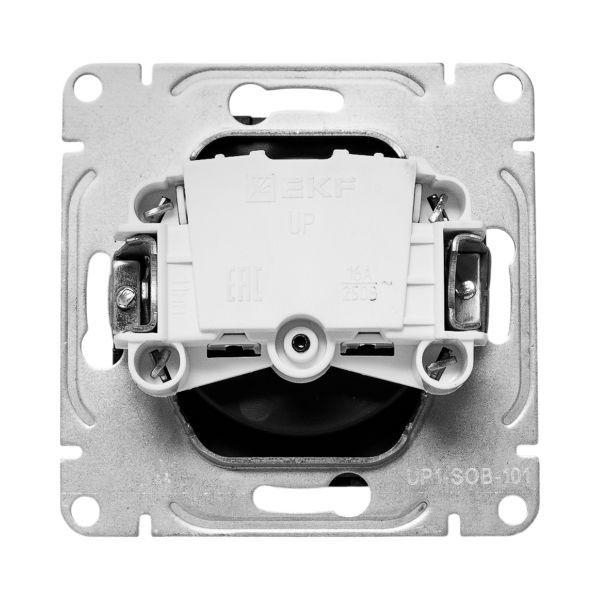 Розетка СП Эпика 16А с заземл. защ. шторки механизм черн. EKF UP1-SOB-111 ТехноИмпульс