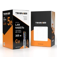 Кабель витая пара U/UTP 4х2х24AWG(0.51мм) кат.5E нг(А)-HF (LSZH) indoor Fluke tested 305м (м) PRO TOKOV ELECTRIC TKP-C06-U42-5E-305-LSZH ТехноИмпульс