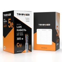 Кабель витая пара U/UTP 4х2х24AWG(0.51мм) кат.5E PVC indoor Fluke tested 305м (м) PRO TOKOV ELECTRIC TKP-C06-U42-5E-305-PVC ТехноИмпульс