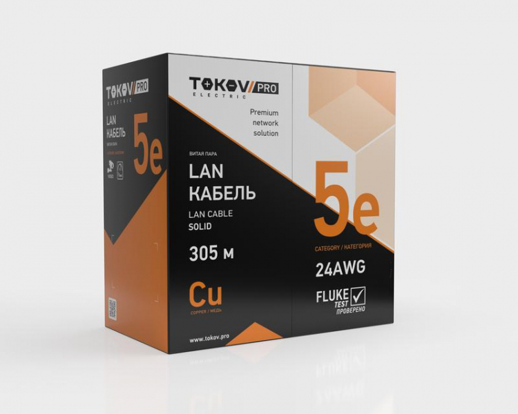 Кабель витая пара F/UTP 4х2х24AWG(0.51мм) кат.5E PVC indoor Fluke tested 305м (м) PRO TOKOV ELECTRIC TKP-C06-F42-5E-305-PVC ТехноИмпульс