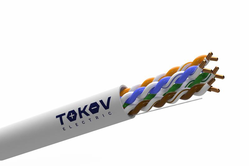 Кабель витая пара U/UTP 4х2х24AWG(0.48мм) кат.5E PVC Fluke tested (м) TOKOV ELECTRIC TKE-C06-U/UTP-42-5E-305 ТехноИмпульс