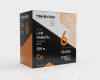 Кабель витая пара U/UTP 4х2х23AWG(0.57мм) кат.6 нг(А)-HF (LSZH) indoor Fluked tested 305м (м) PRO TOKOV ELECTRIC TKP-C08-U/UTP-42-6-305-LSZH ТехноИмпульс