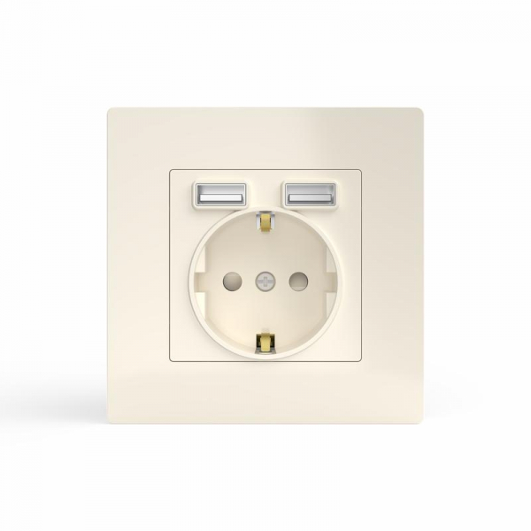 Розетка 1-м СП Pixel с заземл. с 2-мя заряд. устр. USB тип A+A механизм беж. TOKOV ELECTRIC TKE-PX-R1U2A-C02 ТехноИмпульс