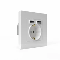 Розетка 1-м СП Pixel IP20 с заземл. с 2-мя заряд. устр. USB тип A+A механизм бел. TOKOV ELECTRIC TKE-PX-R1U2A-C01 ТехноИмпульс