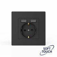 Розетка 1-м СП Pixel IP20 с заземл. с 2-мя заряд. устр. USB тип A+A механизм карбон TOKOV ELECTRIC TKE-PX-R1U2A-C14 ТехноИмпульс