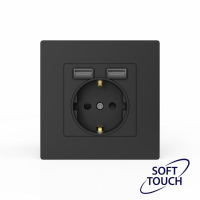 Розетка 1-м СП Pixel IP20 с заземл. с 2-мя заряд. устр. USB тип A+A механизм карбон TOKOV ELECTRIC TKE-PX-R1U2A-C14 ТехноИмпульс