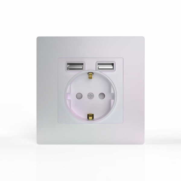 Розетка 1-м СП Pixel IP20 с заземл. с 2-мя заряд. устр. USB тип A+A механизм перламутр. TOKOV ELECTRIC TKE-PX-R1U2A-C04 ТехноИмпульс