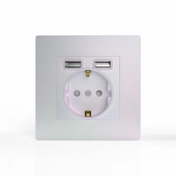 Розетка 1-м СП Pixel IP20 с заземл. с 2-мя заряд. устр. USB тип A+A механизм перламутр. TOKOV ELECTRIC TKE-PX-R1U2A-C04 ТехноИмпульс