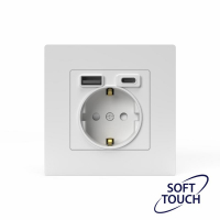Розетка 1-м СП Pixel IP20 с заземл. с 2-мя заряд. устр. USB тип A+C механизм айс TOKOV ELECTRIC TKE-PX-R1U2AC-C34 ТехноИмпульс