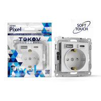 Розетка 1-м СП Pixel IP20 с заземл. с 2-мя заряд. устр. USB тип A+C механизм айс TOKOV ELECTRIC TKE-PX-R1U2AC-C34 ТехноИмпульс