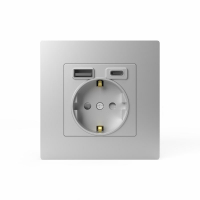 Розетка 1-м СП Pixel IP20 с заземл. с 2-мя заряд. устр. USB тип A+C механизм алюм. TOKOV ELECTRIC TKE-PX-R1U2AC-C03 ТехноИмпульс