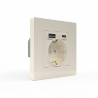 Розетка 1-м СП Pixel IP20 с заземл. с 2-мя заряд. устр. USB тип A+C механизм беж. TOKOV ELECTRIC TKE-PX-R1U2AC-C02 ТехноИмпульс