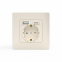 Розетка 1-м СП Pixel IP20 с заземл. с 2-мя заряд. устр. USB тип A+C механизм беж. TOKOV ELECTRIC TKE-PX-R1U2AC-C02 ТехноИмпульс