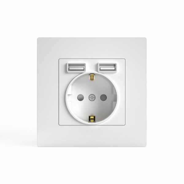 Розетка 1-м СП Pixel IP20 с заземл. с 2-мя заряд. устр. USB тип A+C механизм бел. TOKOV ELECTRIC TKE-PX-R1U2AC-C01 ТехноИмпульс