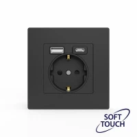 Розетка 1-м СП Pixel IP20 с заземл. с 2-мя заряд. устр. USB тип A+C механизм карбон TOKOV ELECTRIC TKE-PX-R1U2AC-C14 ТехноИмпульс