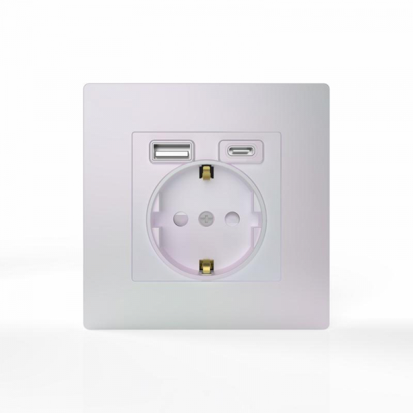 Розетка 1-м СП Pixel IP20 с заземл. с 2-мя заряд. устр. USB тип A+C механизм перламутр. TOKOV ELECTRIC TKE-PX-R1U2AC-C04 ТехноИмпульс