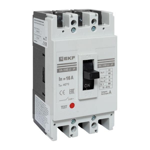 Выключатель автоматический 3п 63/16А 25кА ВА-99М PROxima EKF mccb99-63-16m ТехноИмпульс