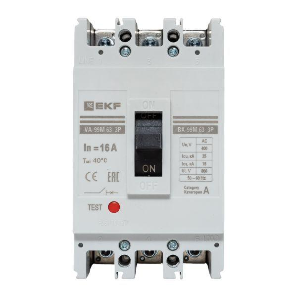 Выключатель автоматический 3п 63/16А 25кА ВА-99М PROxima EKF mccb99-63-16m ТехноИмпульс