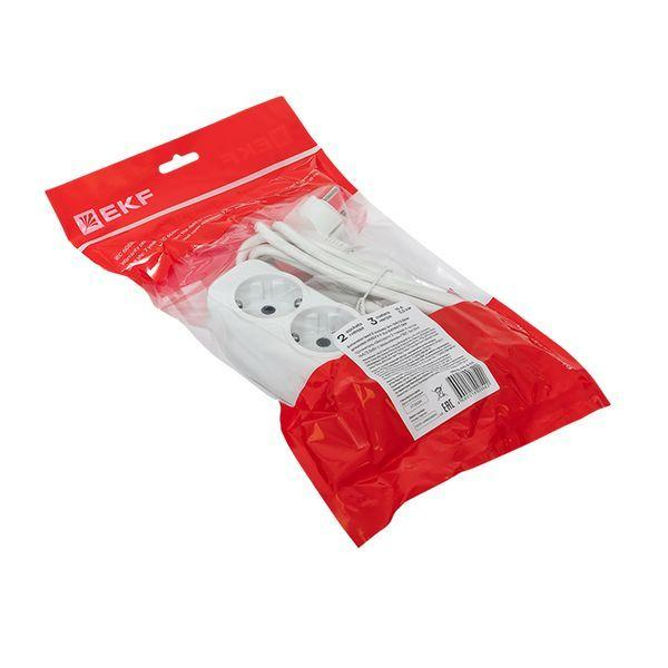 Удлинитель 2х3м с заземл. 16А IP20 Эксперт 3.0кВт ПВС 3х1 EKF UBA16-310-2-03 ТехноИмпульс