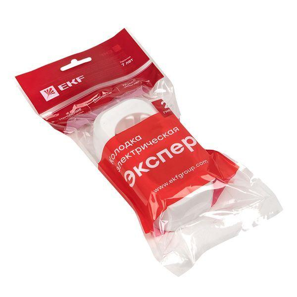 Колодка удлинителя 2-м с заземл. 16А Эксперт 3.5кВт EKF AKB16-2 ТехноИмпульс