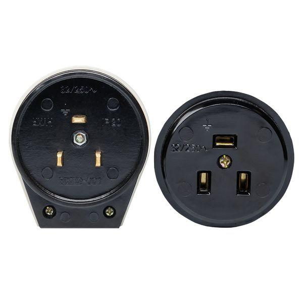 Разъем 1-м ОП РШ-ВШ 32А IP20 250В 2P+PE карболит. черн. PROxima EKF AS-250-O-03 ТехноИмпульс