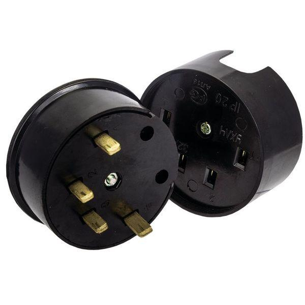 Разъем 1-м ОП РШ-ВШ 32А IP20 3P+PE 380В карболит. черн. PROxima EKF AS-380-O-04 ТехноИмпульс