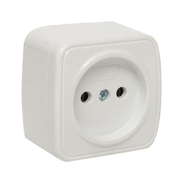 Розетка 1-м ОП Минск 10А IP20 без заземл. бел. Basic EKF EGR10-022-10 ТехноИмпульс