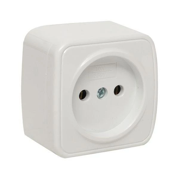 Розетка 1-м ОП Минск 10А IP20 без заземл. бел. Basic EKF EGR10-022-10 ТехноИмпульс