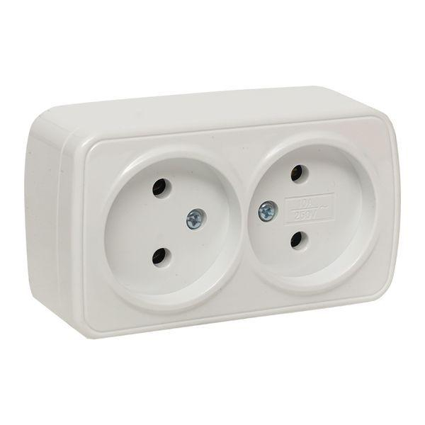 Розетка 2-м ОП Минск 10А IP20 без заземл. бел. Basic EKF EGR10-102-10 ТехноИмпульс