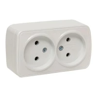 Розетка 2-м ОП Минск 10А IP20 без заземл. бел. Basic EKF EGR10-102-10 ТехноИмпульс