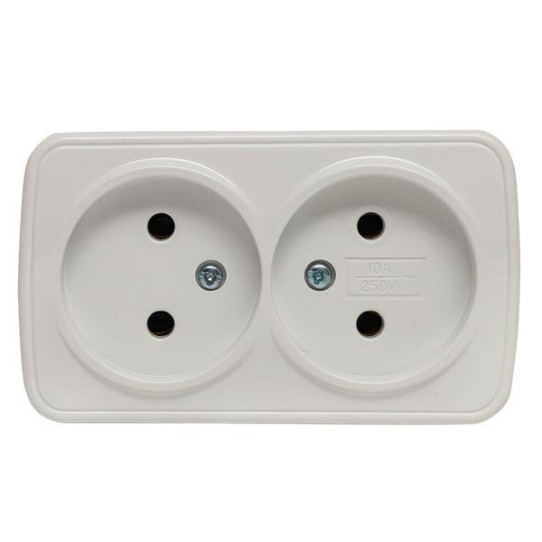 Розетка 2-м ОП Минск 10А IP20 без заземл. бел. Basic EKF EGR10-102-10 ТехноИмпульс