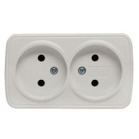Розетка 2-м ОП Минск 10А IP20 без заземл. бел. Basic EKF EGR10-102-10 ТехноИмпульс